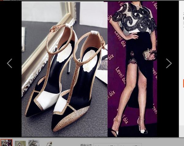 

2021 summer new style rhinestone pointed toe stiletto sandals women's shoes color matching buckle strap women's shoes size:eu34-41, Black