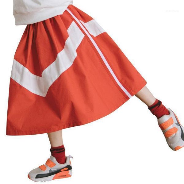 

skirts girls 2021 korean style orange kids loose cotton skirt girl teens children fashion clothing 4-16 yrs1, Blue
