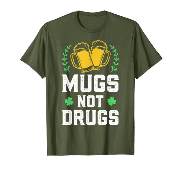 

mugs not drugs funny gift shirt saint patrick's day irish, White;black