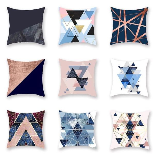 

18'' modern geometric pillow case soft peachskin sofa home office living room kid's playroom home decorative cushion cover
