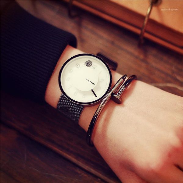 

man watch men fashion creative watches stainless steel quartz mens mesh band wrist relogio masculino wristwatches, Slivery;brown