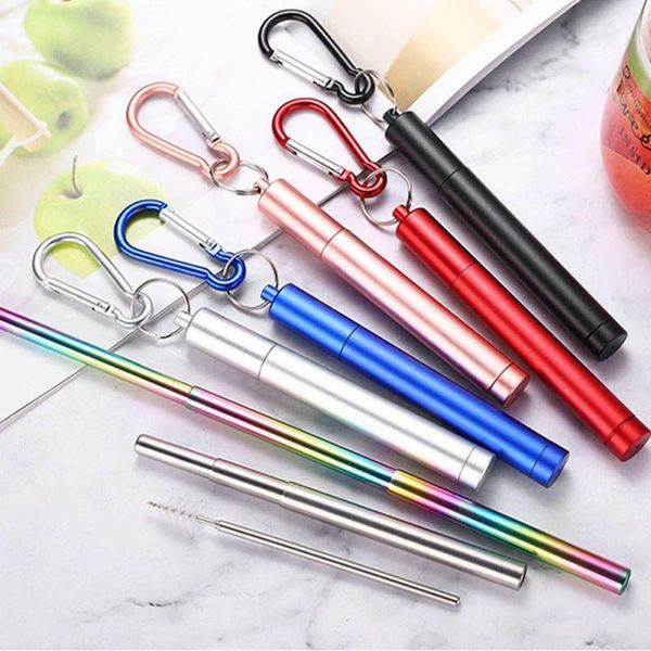

drinking straws stainless steel straw travel eco friendly reusable with 1 brush and portable storage tube