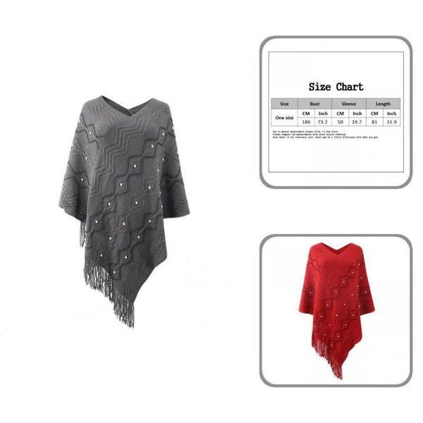 

women's sweaters streetwear temperament wavy stripes beads batwing sleeve cape coat autumn winter cloak for party, White;black
