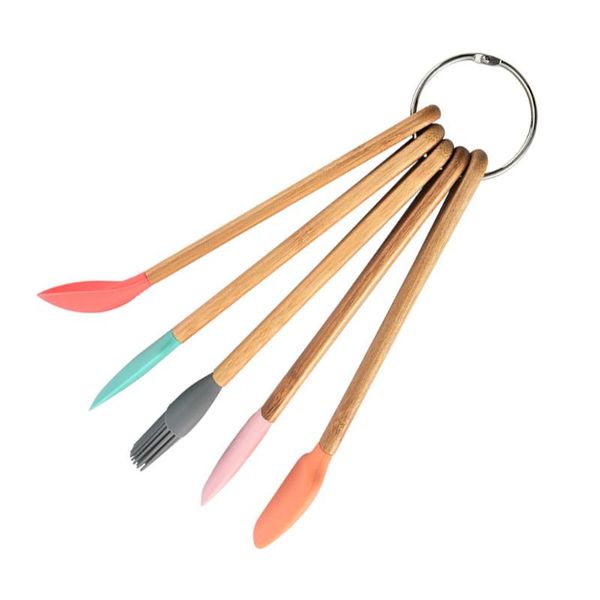 

5pcs kids baking tools silicone cooking spatulas scraper spoon oil brush