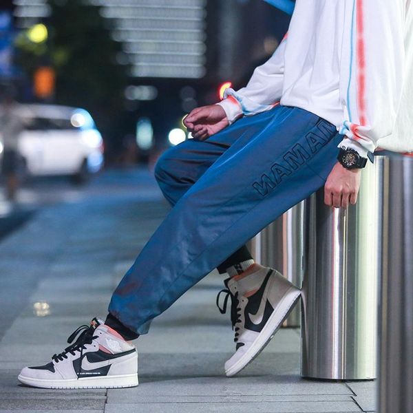 

men's pants 2021 casual colorful print reflective chameleon, Black