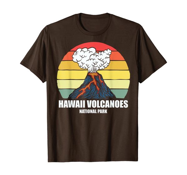 

camping hiking vintage retro hawaii volcanoes national park t-shirt, White;black
