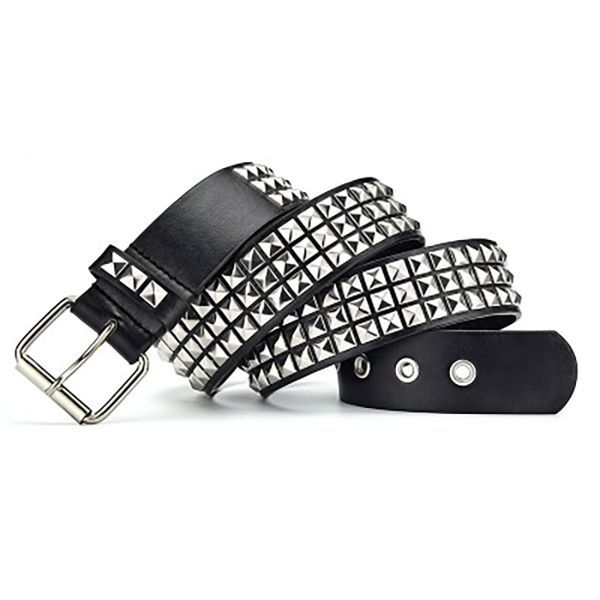

2021 low price wholesale new luxury square bead rivet belt metal pyramid straps men and women punk rock hardware jeans designer female waist, Black;brown