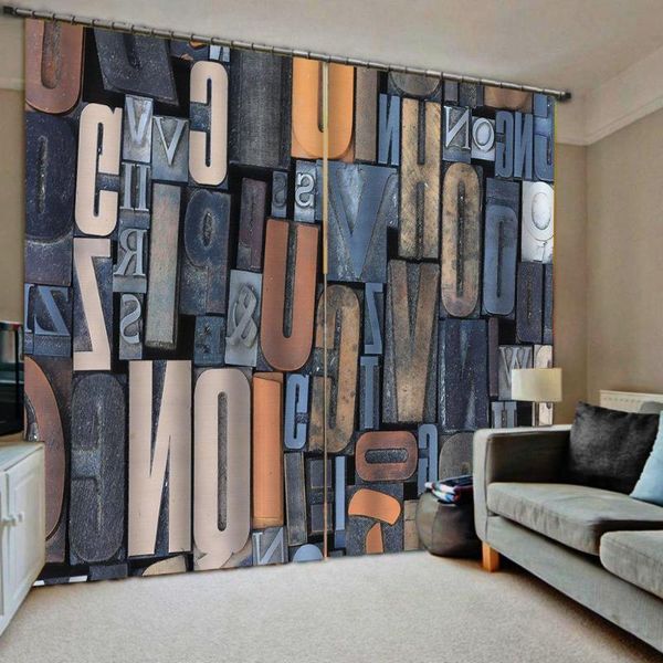 

curtain & drapes 3d curatins living room bedroom european retro english words wall decor window blackout for kitchen