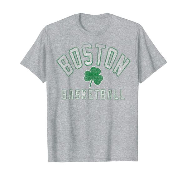 

boston shamrock fan tee distressed basketball green t-shirt, White;black