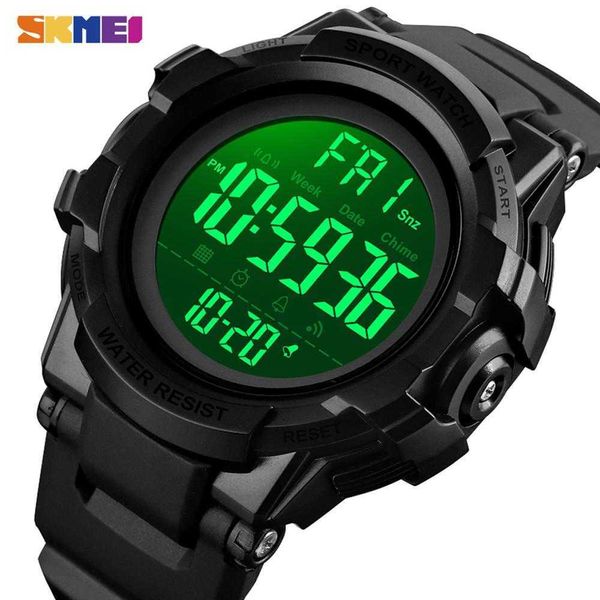 SKMEI Spor erkek Saatleri 2 Zaman Su Geçirmez Dijital Erkekler Kol Saati Aydınlık Chrono Sayım Alarm Saat Saat Montre Homme 1568 Q0524