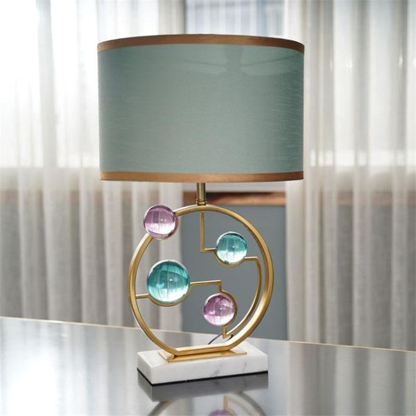 

table lamps postmodern luxury crystal marble bedroom bedside el villa living room decoration fixture study office light
