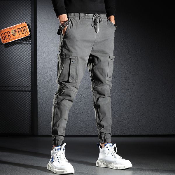 

2021 casual male cargo military lots of pockets cotton strain pants 7ngt, Black
