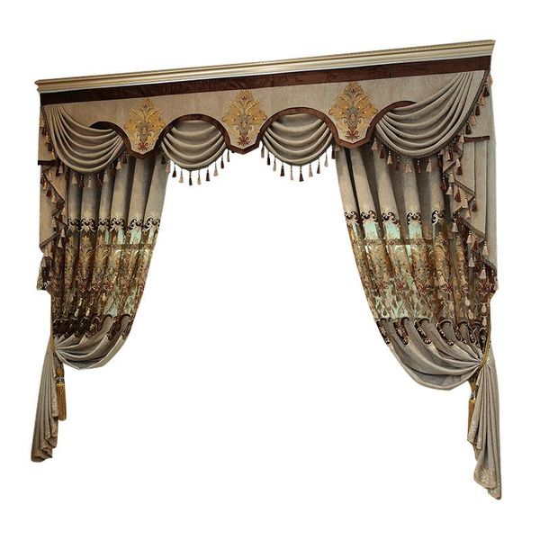 

curtain & drapes chenille jacquard curtains fabric bedroom living room blackout water-soluble velvet embroidered valance window screen