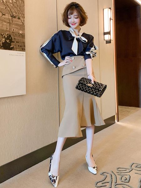 

skirts 2021 summer high-waist double-breasted slim-fit bag hip is thin and irregular fishtail skirt female early autumn, Black