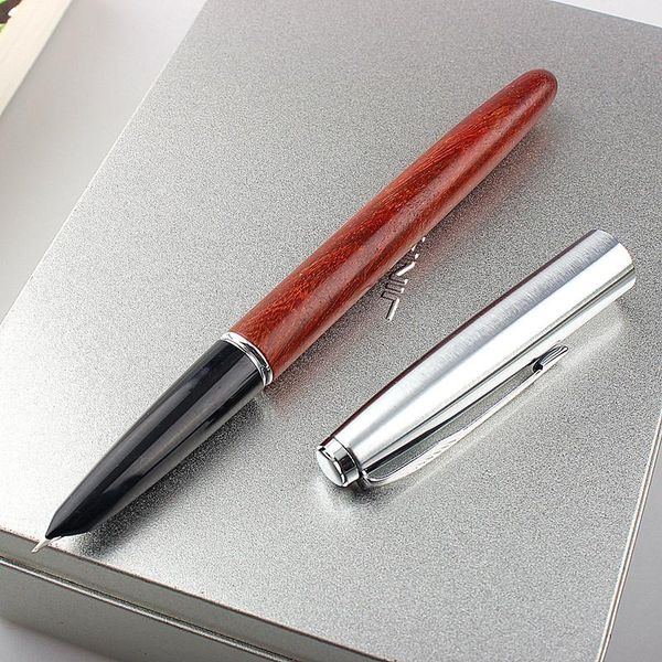 

fountain pens metal/wood pen silver cap extra fine nib 0.38mm ink