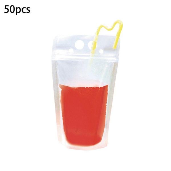 

food savers & storage containers 50 pack clear juice coffee drink bags stand up reclosable zipper drinking pouches u90a