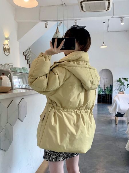 

Women's Fashionable Winter Jacket with Short Hood Only Breasted White Duck Coat Down Woman Parka Chic Ladies Y57 Ydxe, Black