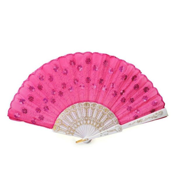 

other home decor sequin decorated folding hand fan dance (rosy)