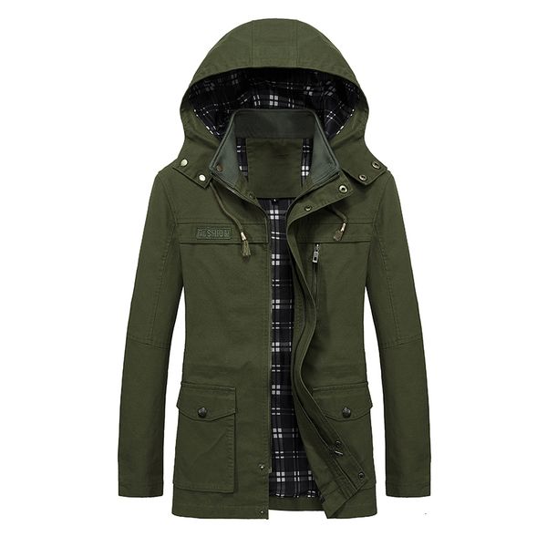 

men's hoodies & sweatshirts 2021 spring autumn trench coat military windbreaker jacket pure cotton plus size men overcoat washed o, Black