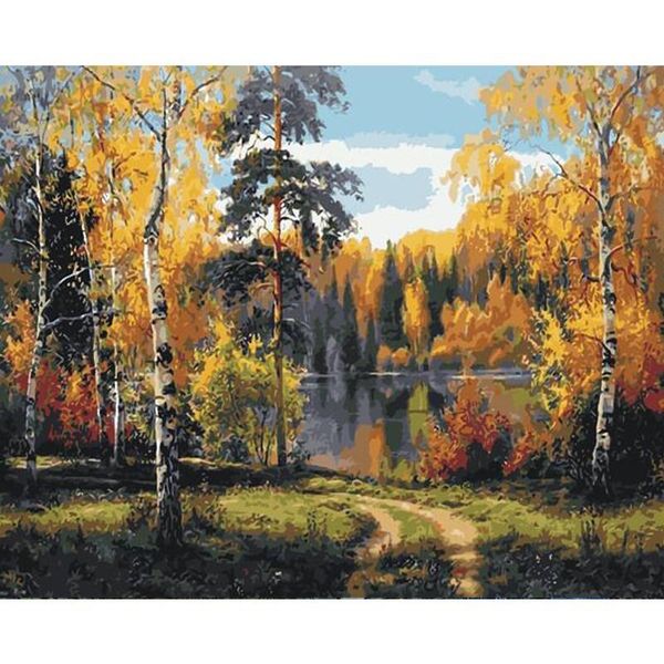 

paintings diy oil painting by number autumn landscape on canvas with frame paint craft kit for adults picture home decor art