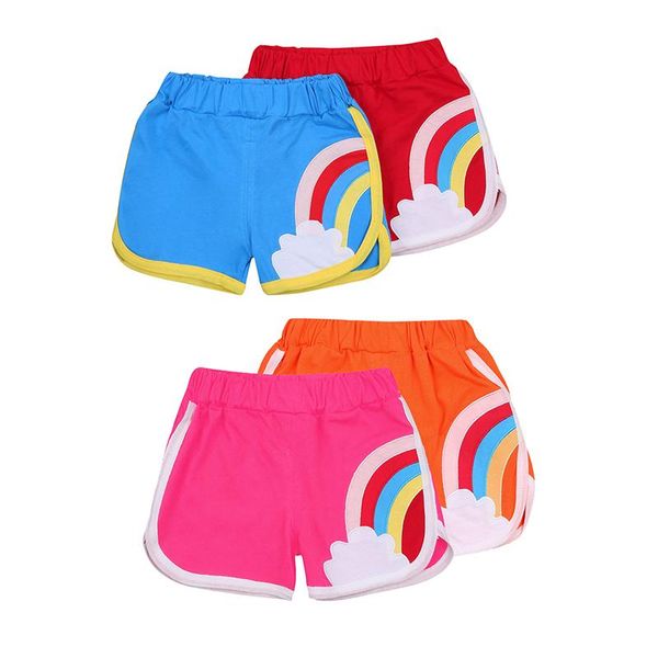 

1-6t kids boys girls shorts children fashion cute rainbow print casual shorts cotton mid-waist loose sports trousers summer new, Black