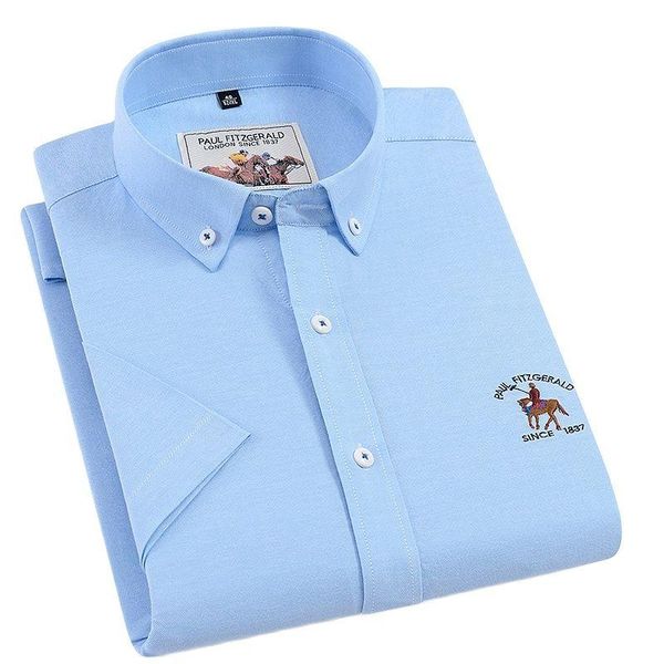 

men's casual shirts 2021 summer men shirt short sleeve oxford 100% cotton fashion formal business work causal, White;black