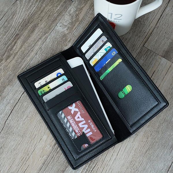 

wallets promotion wallet men's korean style long thin soft multi-card slot large-capacity fashion handbags, Red;black