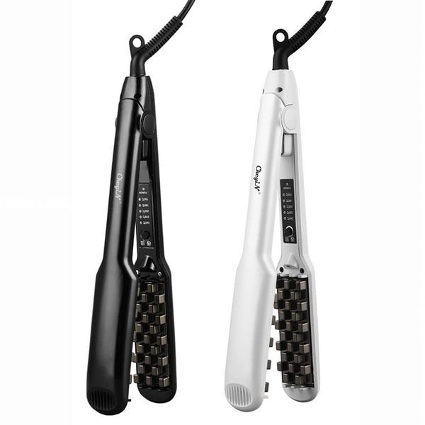 

hair volumizing iron 2 in 1 straightener curling ceramic crimper corrugated curler flat 3d fluffy styling tool 53