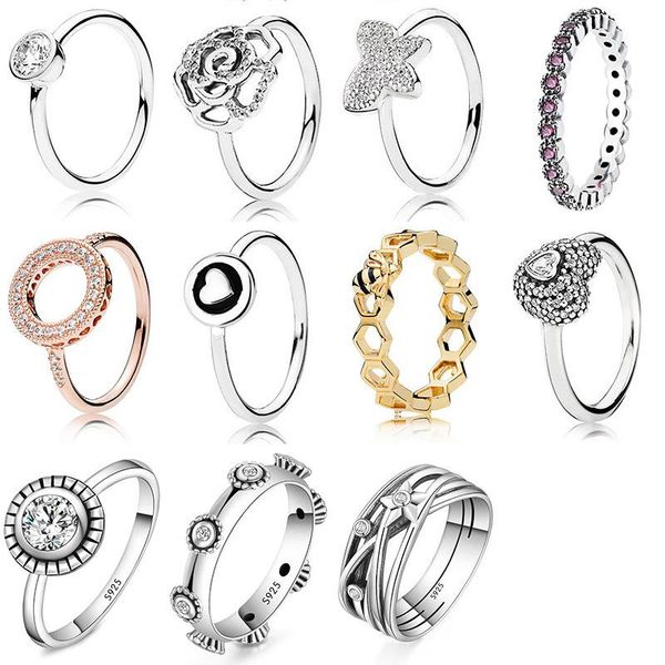 

wedding rings silver color with love heart bee star crystal & party ring for women jewelry, Slivery;golden