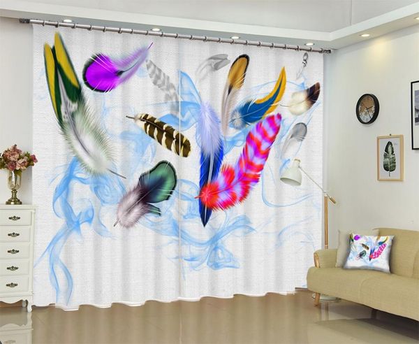 

curtain & drapes creative colored feathers po 3d curtains for bedding room living or el cortians thick sunshade window