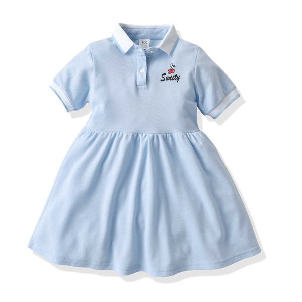 Mädchen Sommerkleid Drehen Unten Kragen Polo Vestidos Kurzarm Kleidung Casual Sport Kinder Kleid für Mädchen Outfits Q0716