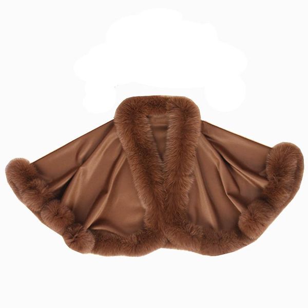 

women's fur & faux mlhxfur shawl wrap poncho coat outwear jacket cashmere tassels wedding cloak wool wraps christmas birthday gift, Black