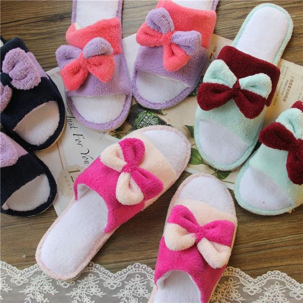 

slippers promotion bow cute beautiful home slipper house shoes women1, Black