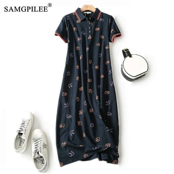 

maxi dresses for women plus size dress print polo vestido casual straight female pockets cotton elegant summer clothes for women 210303, Black;gray