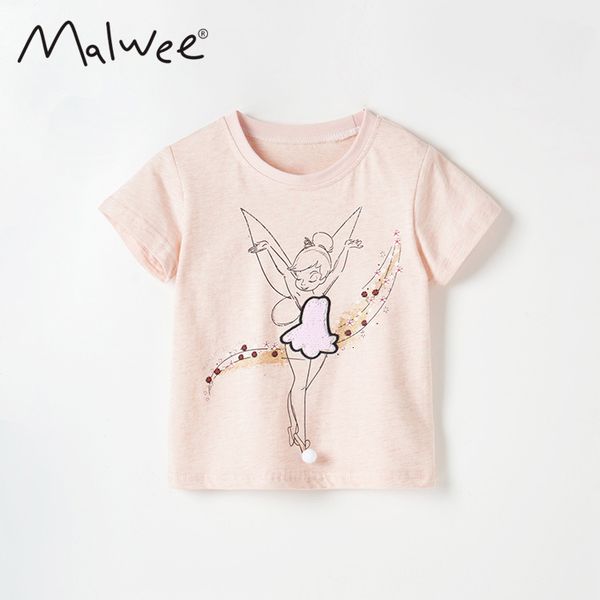 

malwee short children's summer new 2021 girl's t-shirt half sleeve top, Black;white