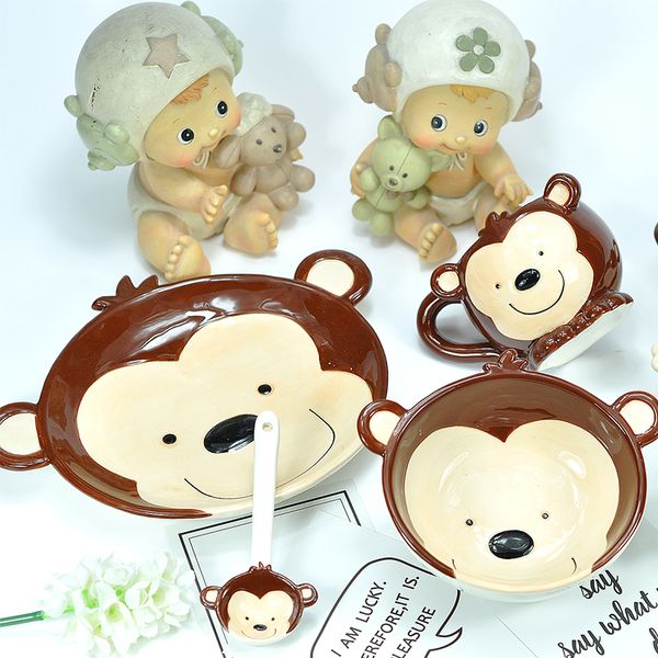 

i plant sales of creative ceramic set cartoon monkey cute animal tableware are hand-colored and underglaze color cleaning is convenient