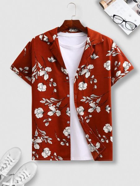 

men floral print shirt without tee u0oj#, White;black