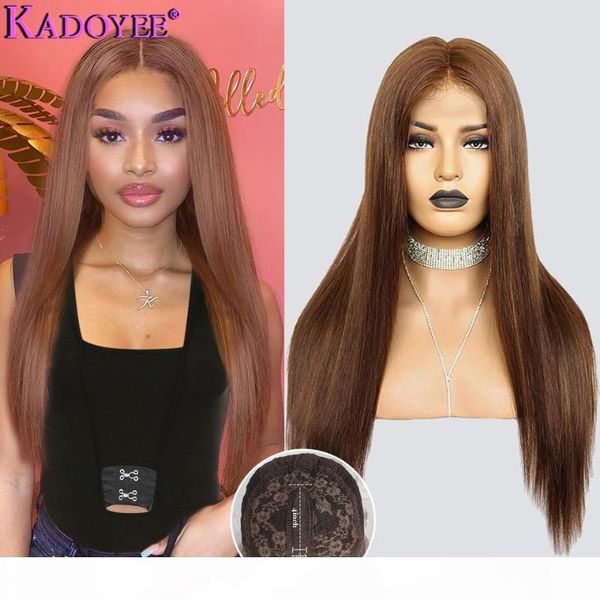 

honey brown wig straight human hair wig with baby hair 13x1 t part lace colored human brazilian remy for women, Black;brown