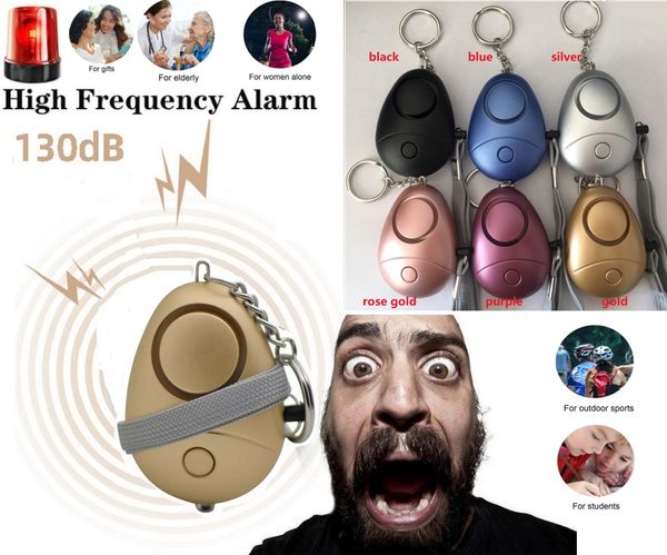 Nova Defesa de Auto Defesa 130dB Com LED Light Keychain Alarm Garota Mulheres idosas Pessoas Personal Alarme Frete Grátis
