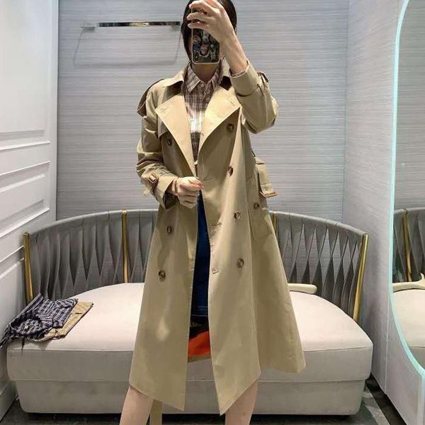 

women's trench coats big brand double-breasted fashion ladies long-sleeved loose windbreaker jacket 2021 winter long xl, Tan;black