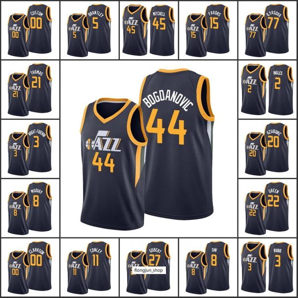 

2021-22 75th anniversary printed mens basketball utahs donovan mitchell bojan bogdanovic rudy gobert ersan ilyasova udoka azubuike jazzs, Black