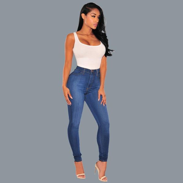 

women's jeans slim solid hips women denim womens fashion personality thin, Blue