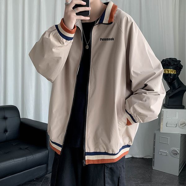 

autumn new korean fashion brand loose casual versatile baseball jacket men's, Black;brown