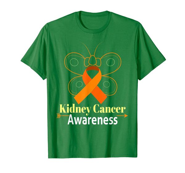 

butterfly orange ribbon kidney cancer awareness shirt women, White;black