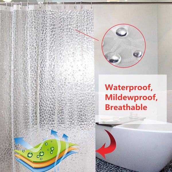 

shower curtains clear curtain waterproof white plastic bath liner transparent bathroom mildew peva home luxury with hooks#u40
