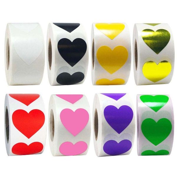 

500pcs/roll heart shaped love seal stickers scrapbook gift packaging stationery