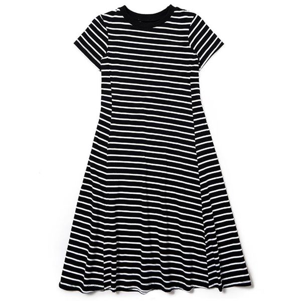 

girl's dresses 6 to 16 years kids & teenager girls summer cotton striped flare midi dress children girl fashion black white strip, Red;yellow