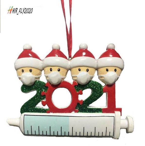 

dhl 2021 christmas decoration quarantine ornaments family of 1-9 heads diy tree pendant accessories with rope hj03