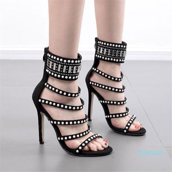 

sandals superior quality ladies shoes 12cm thin high-heels women fashion show casual stage performance 35-40 sandal21 slippers fashion, Black