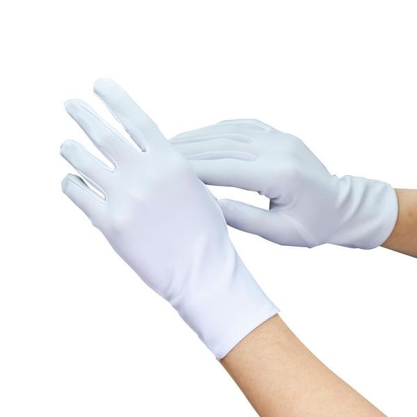 

five fingers gloves solid color spandex elasticity stretch sunscreen black white full finger wedding etiquette dance accessory, Blue;gray